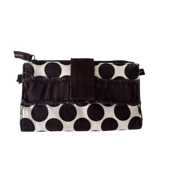 Thirty One Retro Metro Fold Up Wallet Black And White Polka Dot Print Cards Cash - Picture 2 of 10